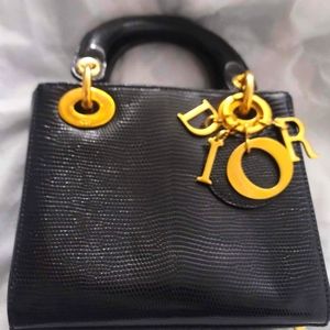 Exotic antique Mini Lady Dior in lizard hardware 24k p bag